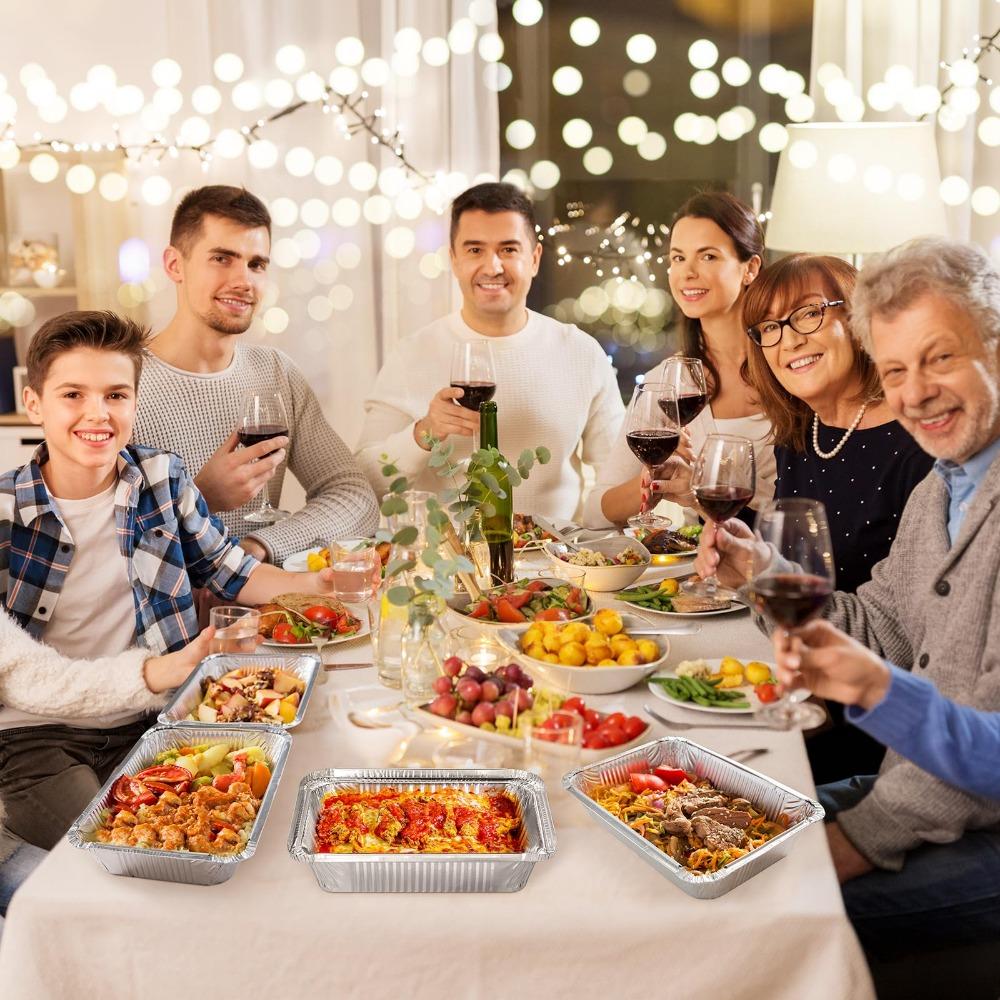 10PCS Con Tapas Contenedores de Comida de Aluminio Cuadrados Bowl para Barbacoa Nuevos Moldes para Hornear Para Llevar