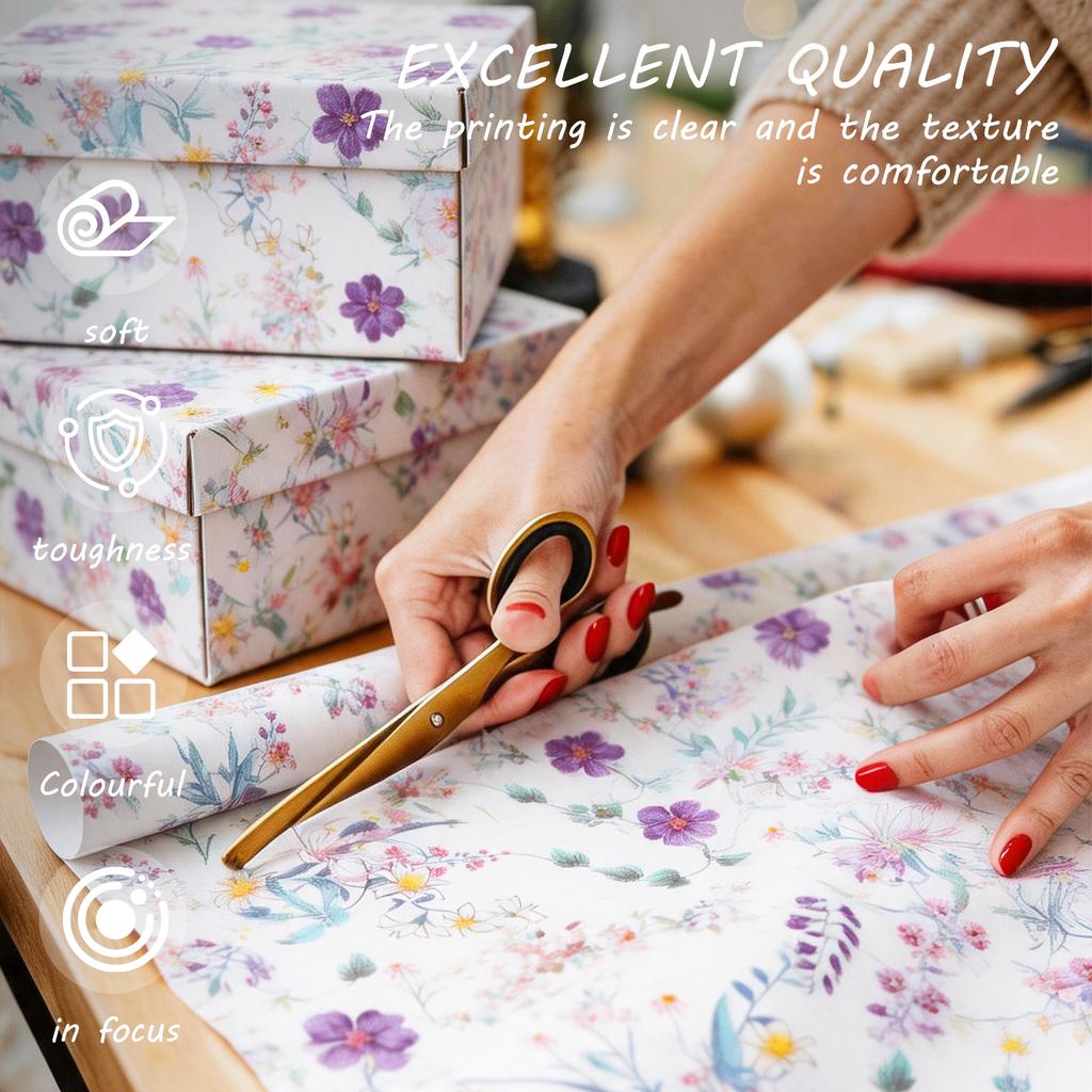 200 Sheets Floral Tissue Paper 35x50 CM Colorful Wrapping Paper Decorative DIY Craft Tissue Paper for Flower Gift Packaging