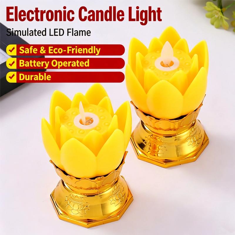 1 Set Led Lotus Simulation Candle Holder Electronic Luminous Candlestick Lamp Holder Electronic Lotus Candle Holder