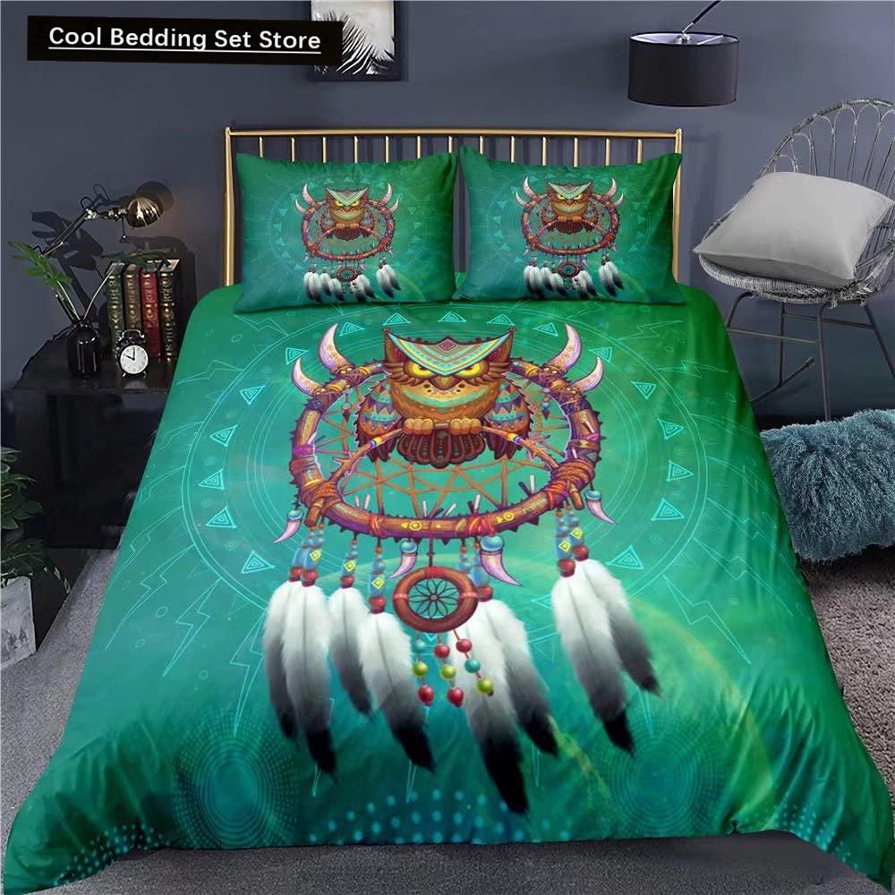 Black Owl King Queen Duvet Cover Moon Safari Bird Animal Bedding Set Lovely Wildlife Quilt Cover Grey Polyester Comforter Cover