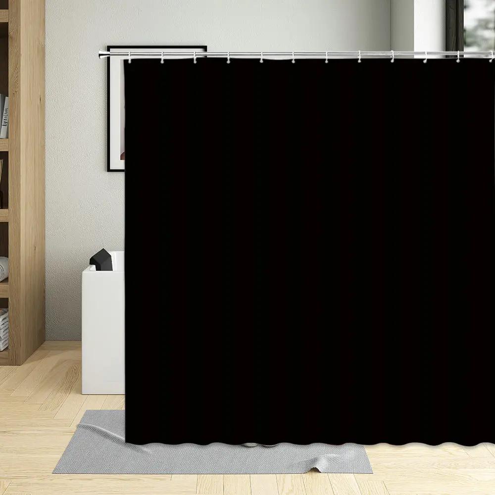 

Modern Simple Black Shower Curtain Waterproof Fabric Solid Color Bathroom Curtain For Home Decor Multi Size Screens With 12 Hook W60H190(CM)-1 Pcs