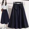 DIMANAF 2026 Plus Size Summer Women Skirts Denim Blue Fashion Jeans Lady High Waist Casual Elegant Long Skirt