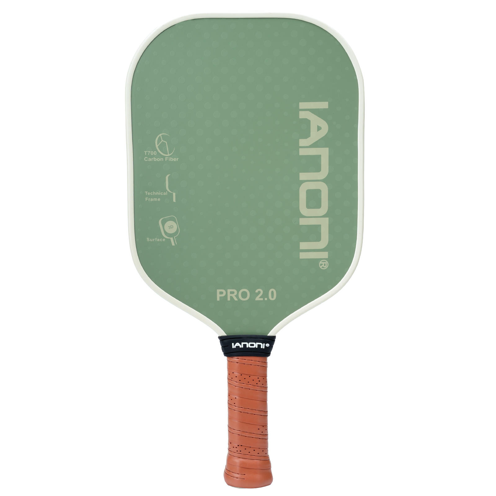 IANONI Pickleball PRO 2.0 16mm T700 Solid Control and Pwower Professional Pickleball Paddle зелёный