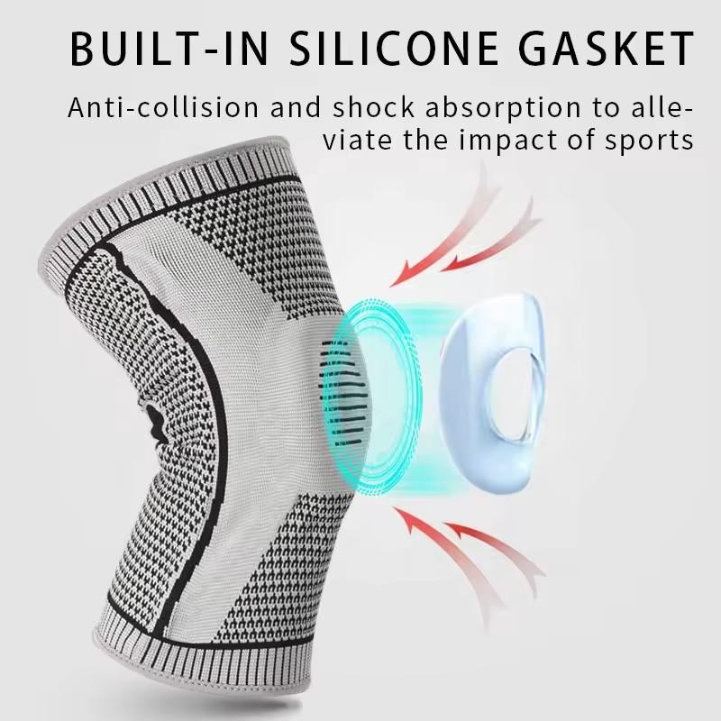 Hot Sale Soft Knitted Nylon Silicone Knee Support Sleeves Workout Basketball Protective Elbow & Knee Protectors