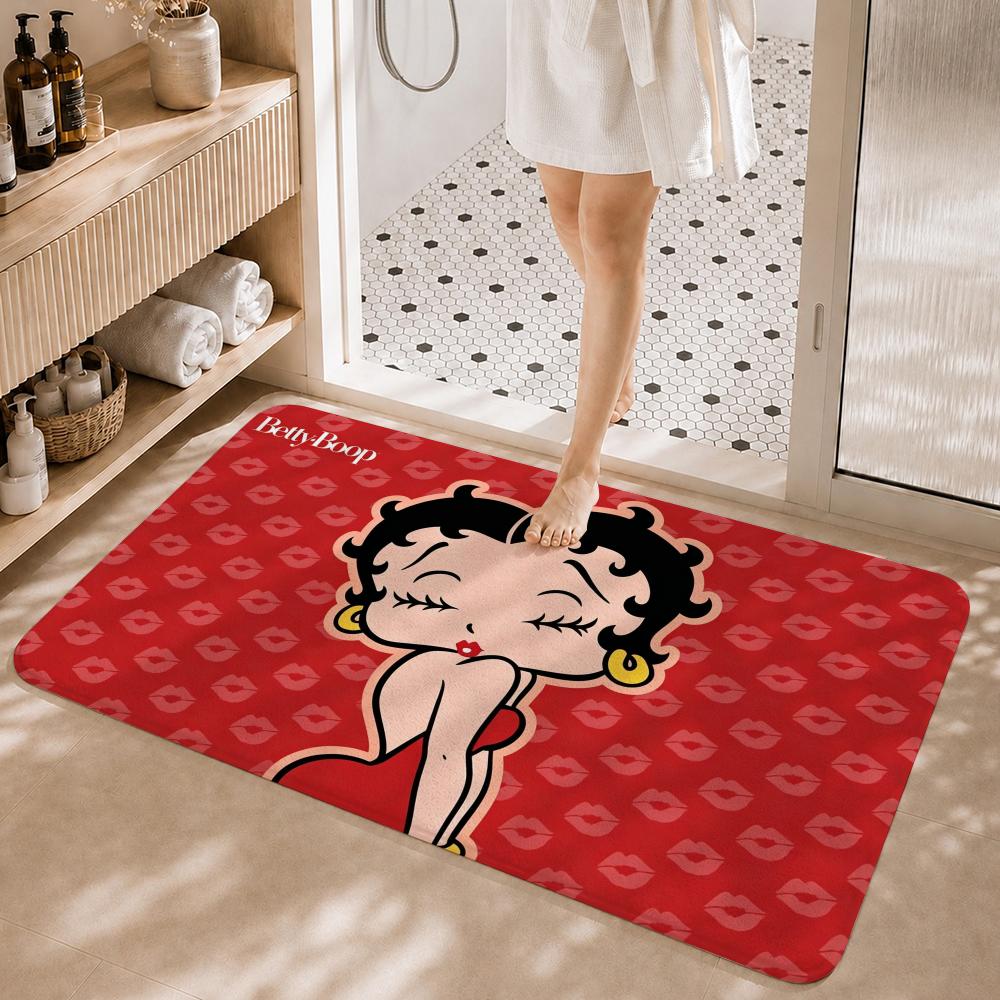 Vintage Cartoon B-Betty Boop Floor Mat Non-Slip Absorbent Floor Mat Decorative Rug for Home Bathroom Bedroom Entryway