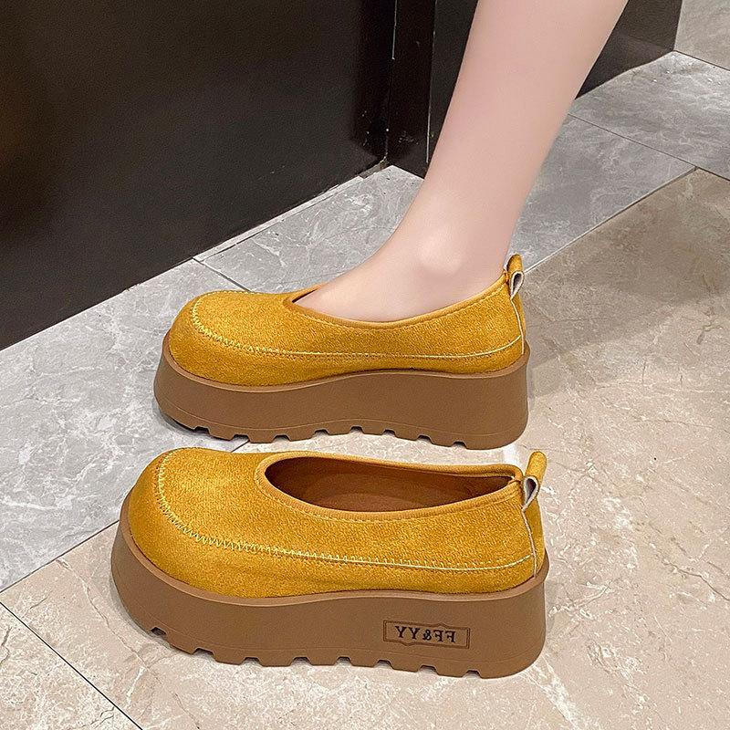 Retro Doudou Schuhe Boken Einzelne Schuhe Damen Frühling neu vielseitige Plateau Boken Schuhe