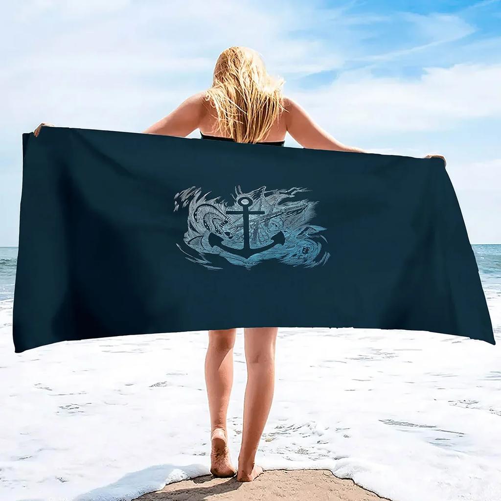 Anchor Beach Towel Sand Free Microfiber Oversized Large Beach Towels  Absorbent Lightweight Soft and Quick Dry Towels for Men