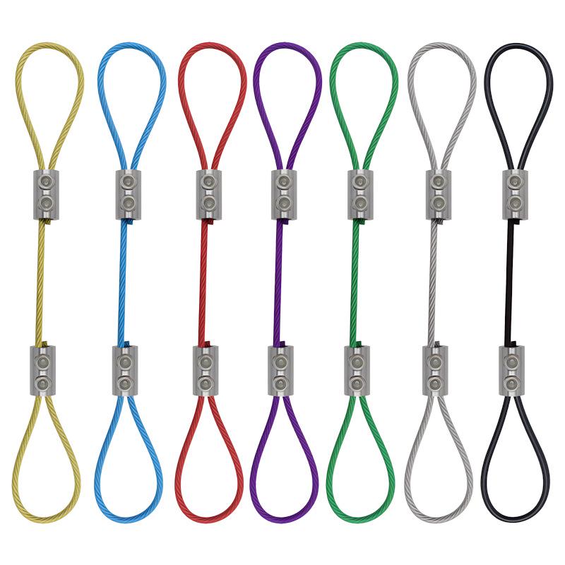 Adjustable Steel Wire Rope with Plastic Coating - Light & Picture Hanging System with Lock Buckle