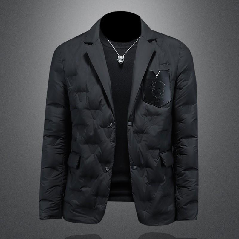 Mens Winter Warm Down Jacket Slim Fit Blazer Collar Casual Coat Y9591