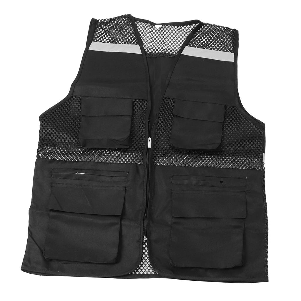 Reflective Working Vest Multiple Pockets Mesh Design High Visibility Breathable Safety Vest with Reflective Strips