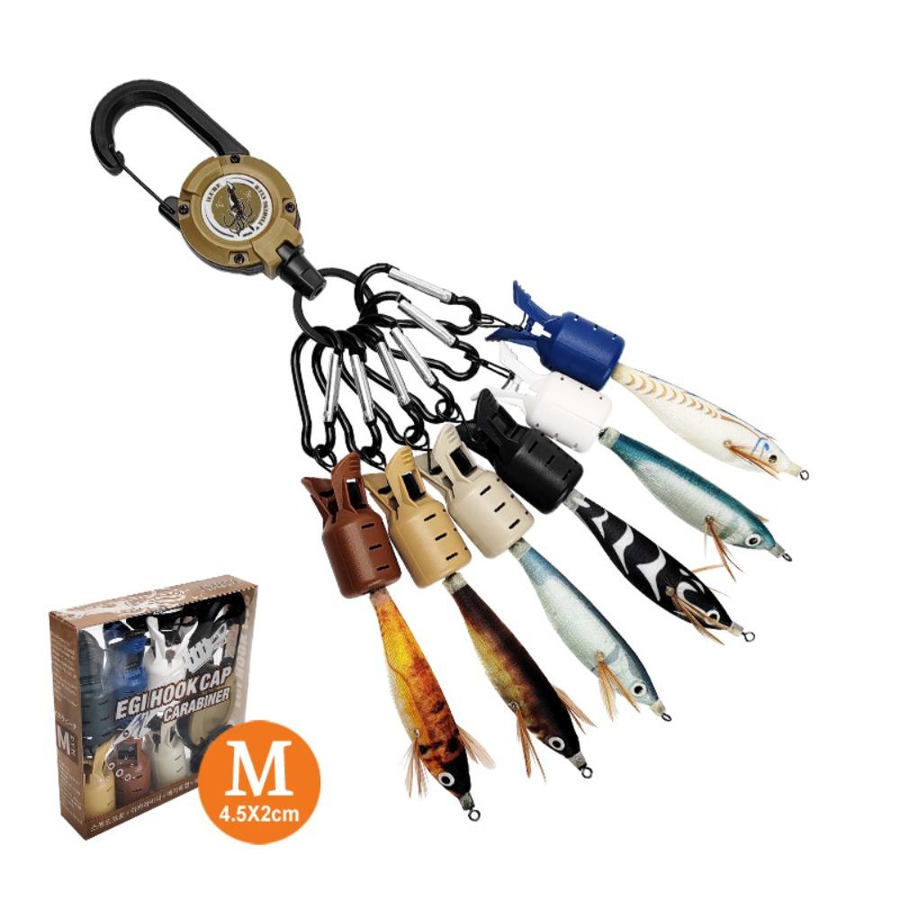 6pcs Kits Durable With Carabiner Squid Jig Fishing Tackle Bait Protector Webfoot Octopus Egi Hooks Cover