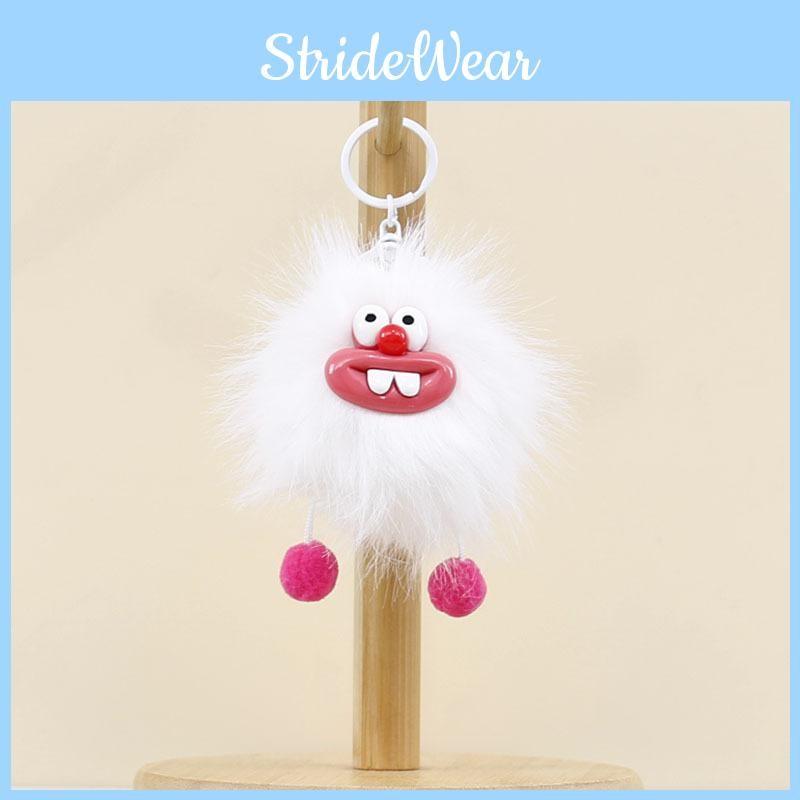 Cute Bucktooth Coal Ball Plush Keychain Backpack Charm Stuffed Gift Students For