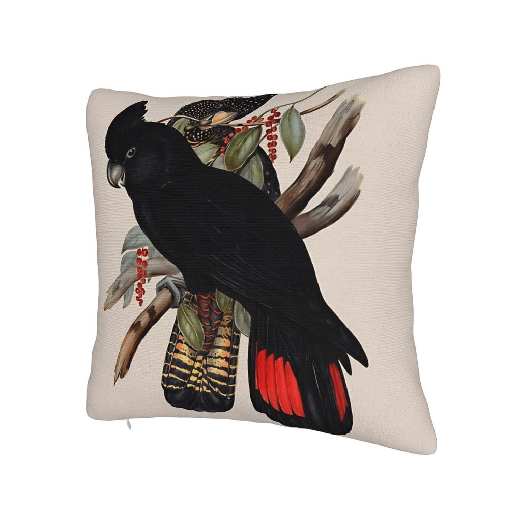 Australian Red-Tailed Black Cockatoo Pillow Cover Soft Cushion Cover Fashion Pillow Case For Wedding Party Home Decor