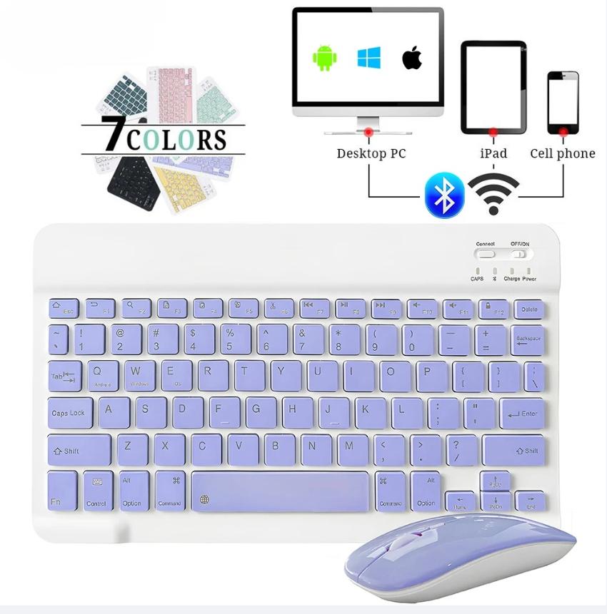 Hebrew Russian Korean Spanish Portable 10 Inch Wireless Keyboard and Mouse Set For iPad Samsung Huawei Tablet Laptop IOS Android