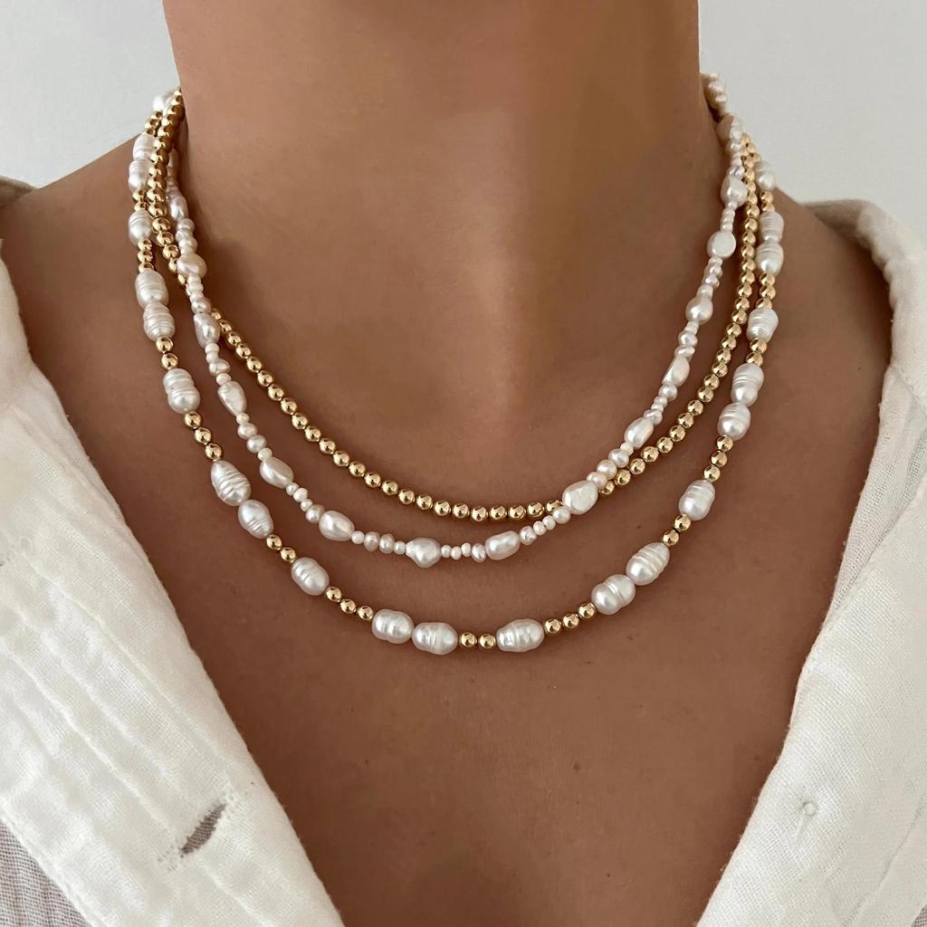 1ks Módní Pravý Barokní Sladkovodní Perlový Náhrdelník Ženy Vlastní Šťastný Choker Perlové Korálky Korálkový Náhrdelník Šperky pro Ženy