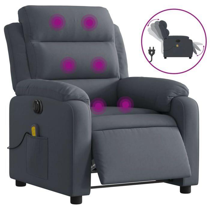 VidaXL Fauteuil Inclinable de Massage Électrique, Chaise de Relaxation avec Dossier et Repose-pied Réglables, Siège de Salon 3205082