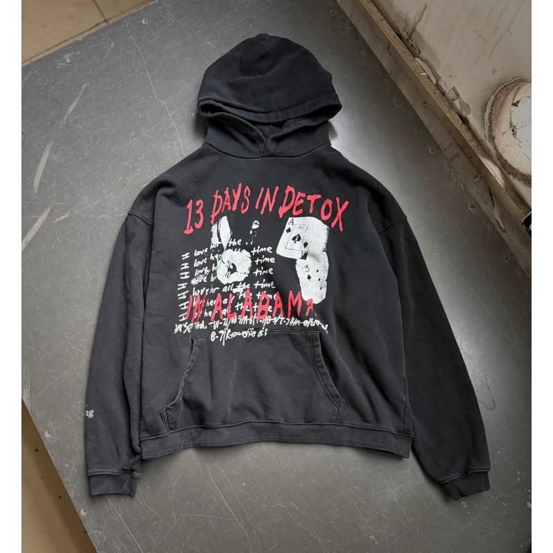 Túlméretezett mosott pamut kapucnis pulóver betűnyomattal Uniszex Streetwear Őszi alkalmi pulóver