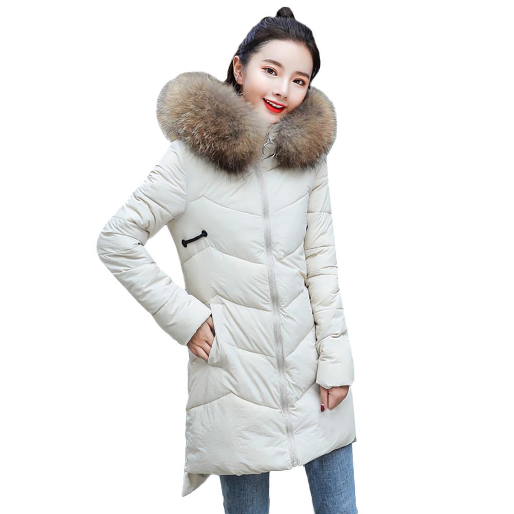  Women Outerwear  Hooded Coat Long Cotton-padded Zipper Jackets Pocket Coats