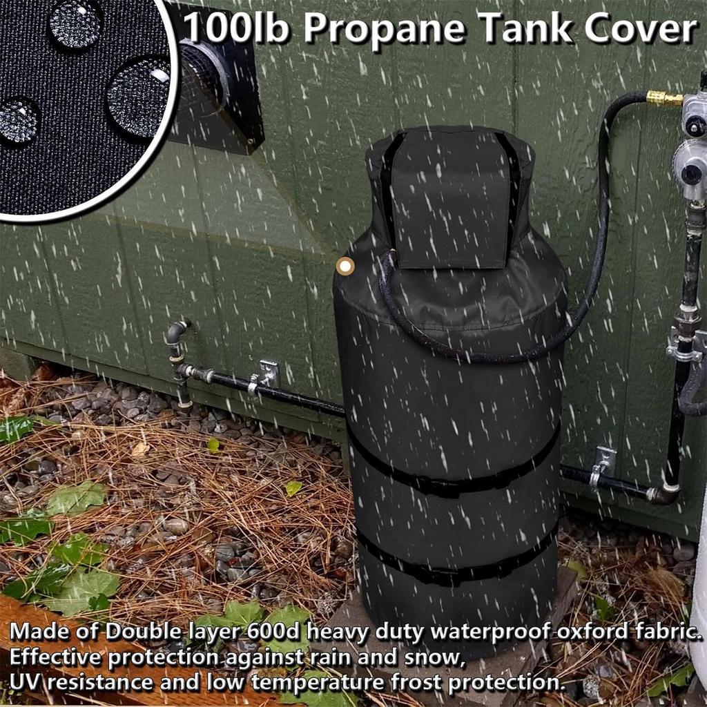 100lb Propane Tank Cover Insulated Waterproof Dustproof Protection for Gas Cylinder BBQ Grill Outdoor Camping Winter Storage