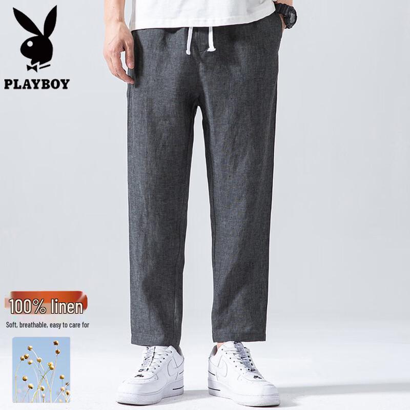 PLAYBOY Men s 100% Linen Casual Pants L