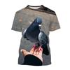 Pigeon Wildlife Portrait Nature Scene 3D All Over Print Short Sleeve T-Shirt Casual Top