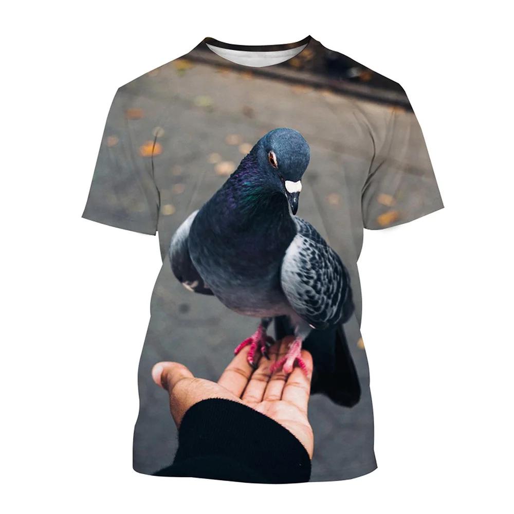 Pigeon Wildlife Portrait Nature Scene 3D All Over Print Short Sleeve T-Shirt Casual Top