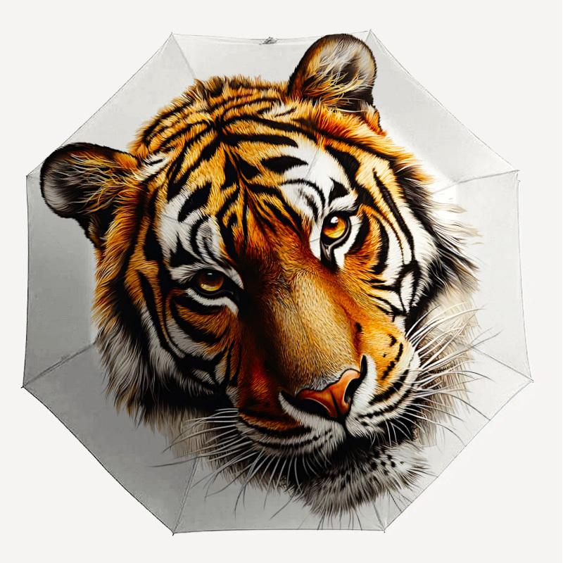 1PC tiger face Automatic Open/Close Umbrella with Windproof, 8-Rib Sturdy Canopy, Durable Ribs, Fashionable Design,1280A