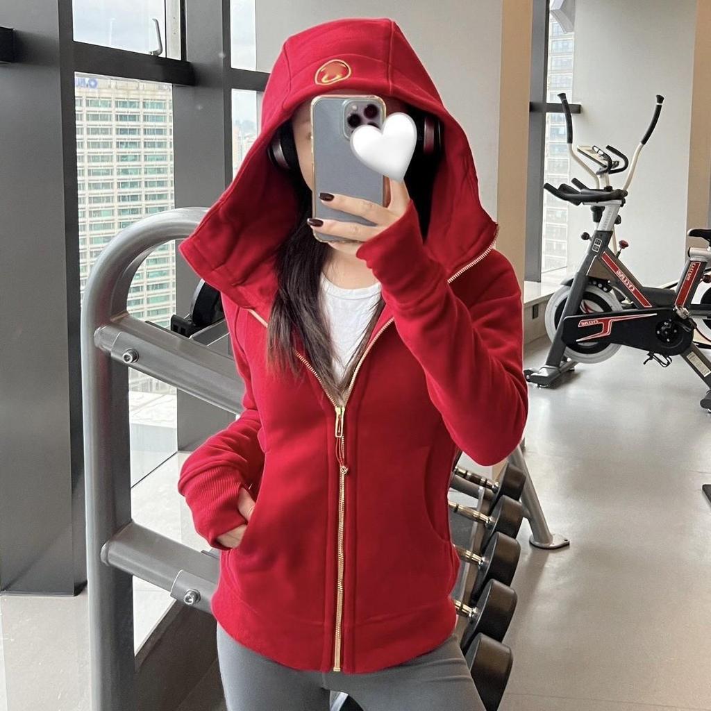 Sweat à capuche zippé intégral Lulu Original pour femme - Coupe ajustée - Veste de sport décontractée pour le yoga