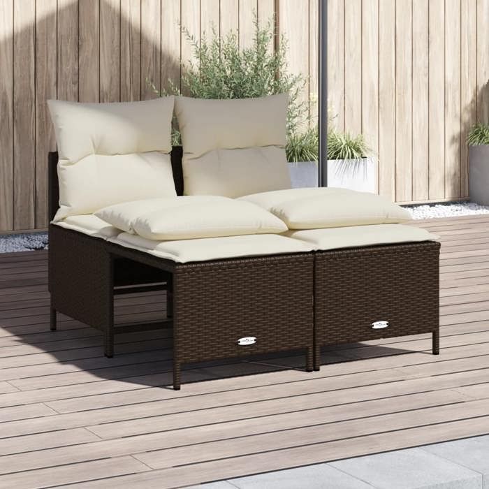 VidaXL Salon de jardin 4 pcs avec coussins marron résine tressée, ensemble de canapés d'extérieur, salon de jardin, ensemble 368372