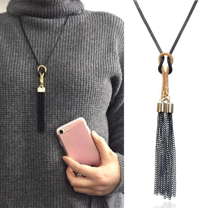 Clothes Accessories Creative Gifts Fashion Long Necklace Sweater Boho Style Korean Version Versatile Tassel Creative Gifts 2025
