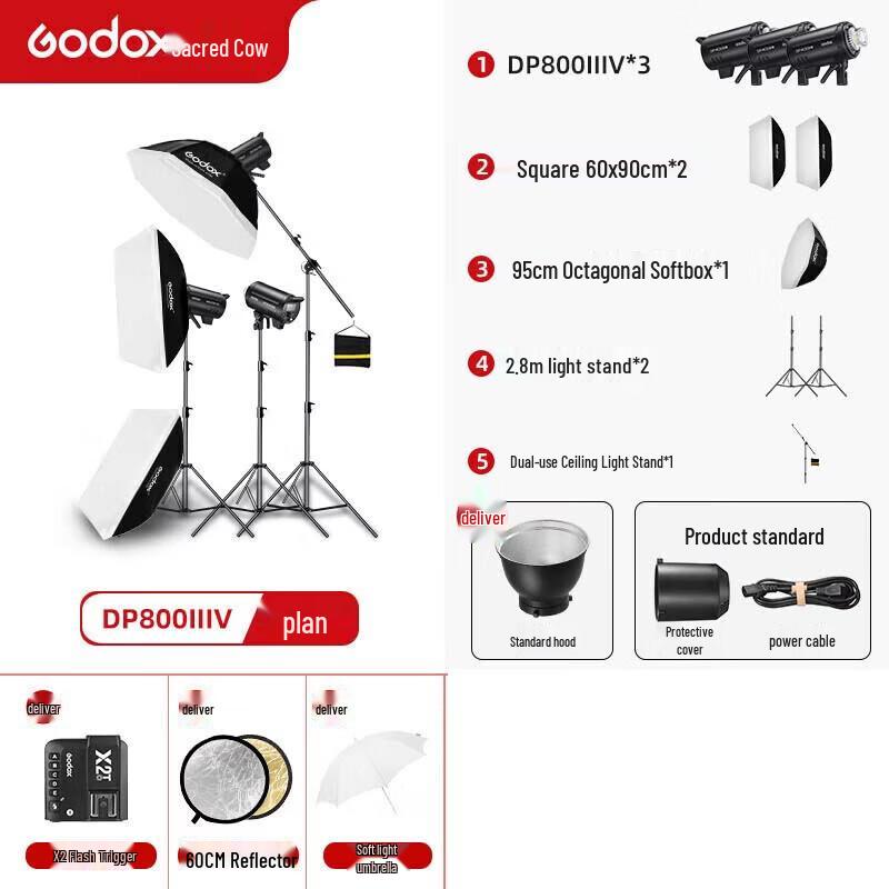 Godox DP800III-V 800W Studio Flash - Two 3-Light Kits