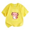 Kids Boys Girls 100% Cotton Crew Neck Short Sleeve T-Shirt, Cute Axolotl Print Casual Summer Tee for Axolotl Lover Little Girls Daily Wear