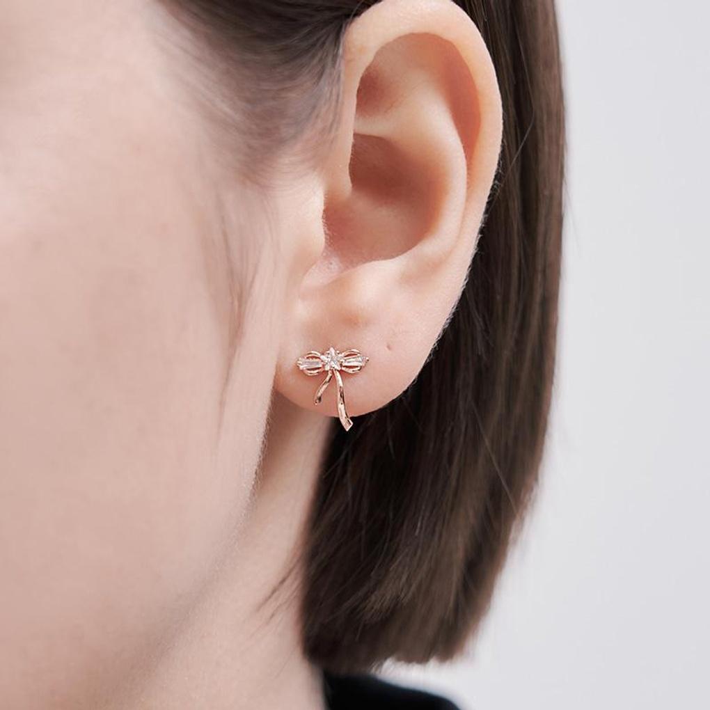 [CRANNE] 14K GF Ribbon Knot Earrings C24EGF215