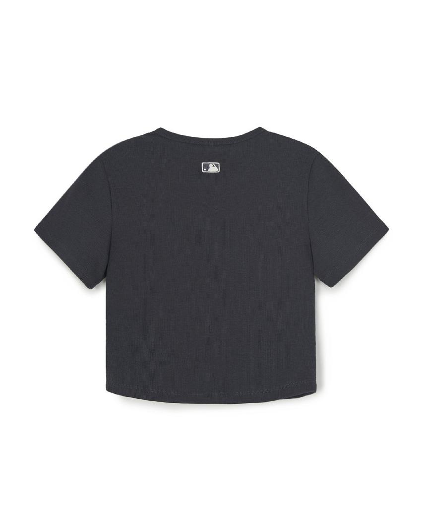 Emelbi Women'S Vintage Slim Ribbed Henley Neck Short Sleeve T-Shirt Sd (D.Charcoal Grey)