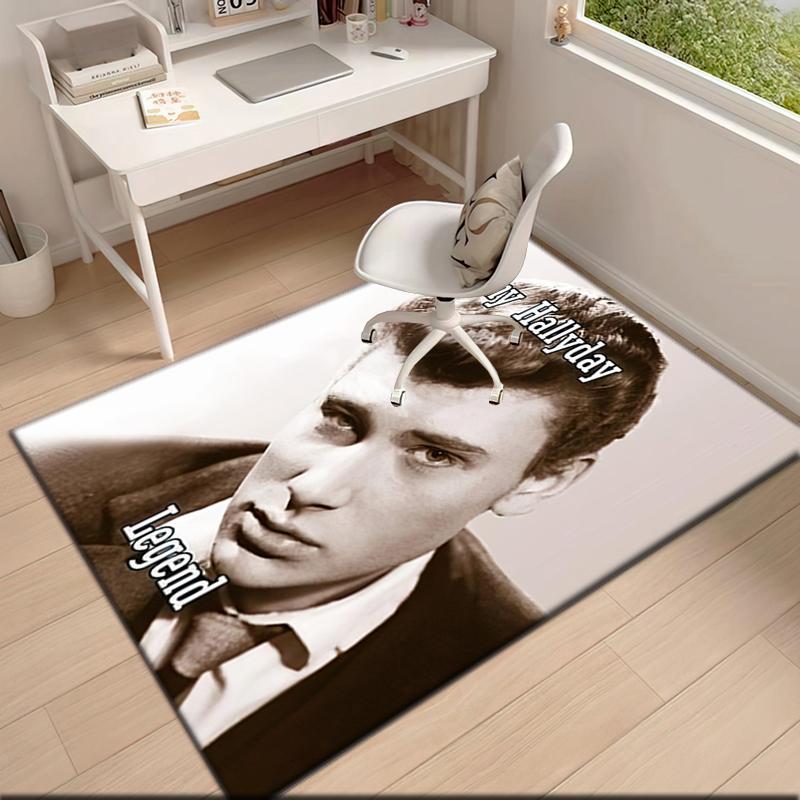 1pc Johnny Hallyday Retro Records Carpet Rug for Living Room Bedroom Home Sofa Decoration,Kids Play Non-slip Floor Mat