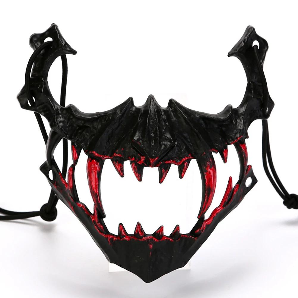 Men's Halloween Blood Half-Face Mask Horror Skeleton Dragon Tiger Wolf Carnival Party Cosplay Prop Men's Halloween Costume