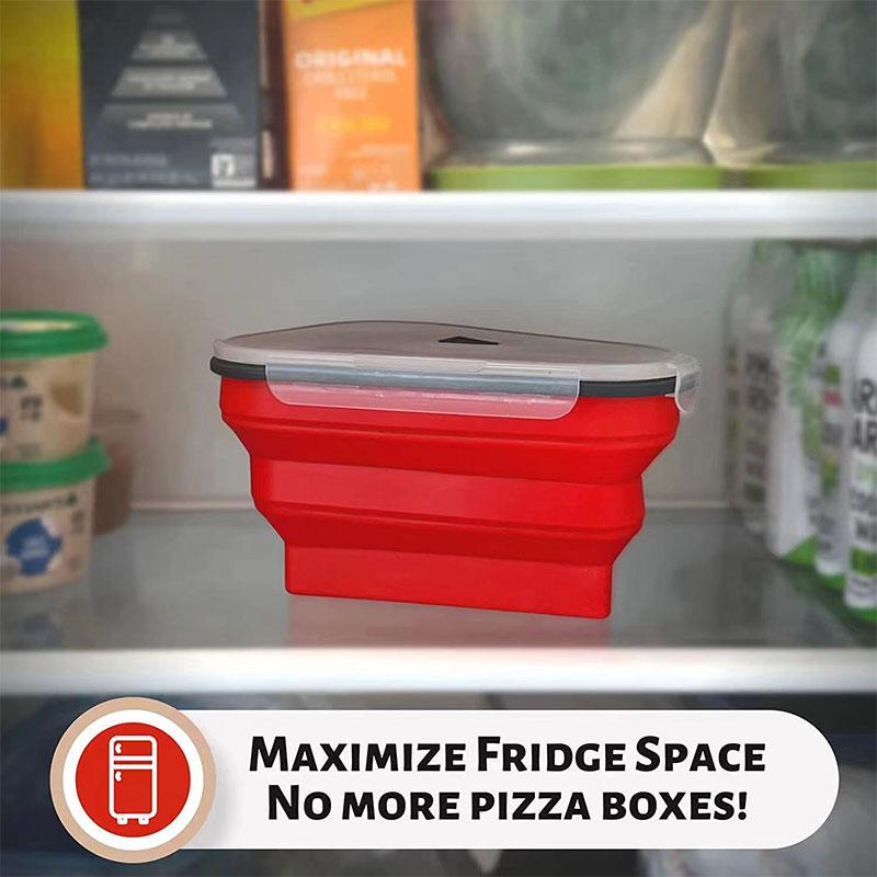 Baby Food Grade Silicone Folding Pizza Box Reusable Triangle Pizza Packing Box Take Away Box Silicone Children Food Storage Box