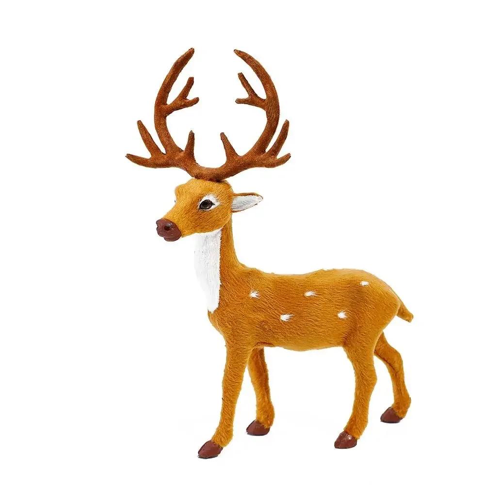 Craft Handmade Desktop Model New Year Xmas Reindeer Ornament Miniature Figurine Simulation Deer Christmas Decoration