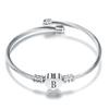 Stainless Steel Initial Bangle For Women 26 Letter Heart Charm Bracelet Female Fashion Birthday Party Waterproof Jewelry