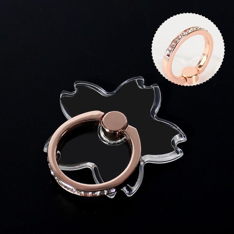 Mobile Phone Clear Finger Ring Holder for iPhone 17 Xiaomi Folding Butterfly Phone Stand Sticker Transparent Sakura Ring Bracket