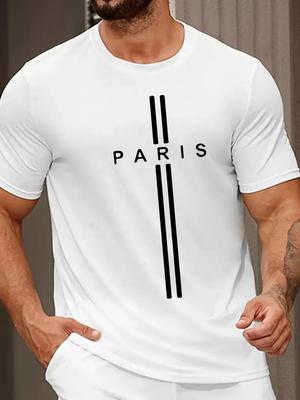 Paris Print Unisex Graphic Design Crew Neck T-shirt Casual Comfy Tees Tshirts  Unisex Clothing Tops For Daily Vacation Resorts