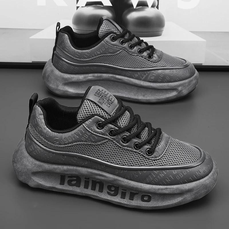 

Масляні кросівки. Чоловічі дизайнерські кросівки. Модні повсякденні шкіряні тканини з мікрофібри. Повітропроникні черевики на плоскій платформі. 39