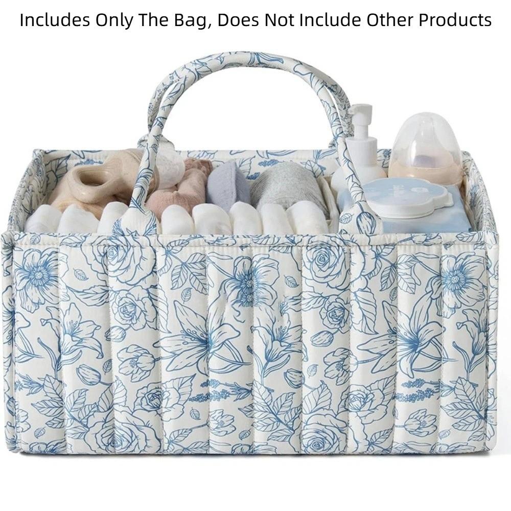 Floral Beige Foldable Mommy Bag Multi-Pocket Diaper Storage Bag  Baby Shower Gift
