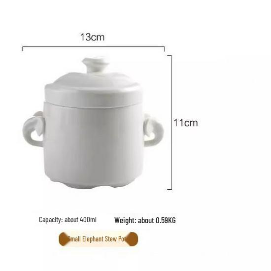 Ceramic Double Lid Stew & Soup Pot with Double Ears for Steaming & Stewed Eggs