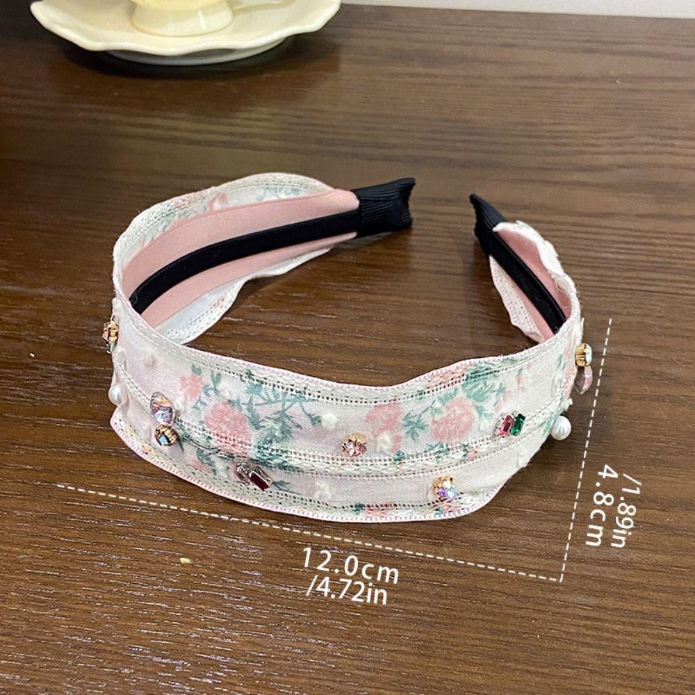 Temperament Korean Style Embroidery Lace Headband Floral Wide Edges Bow Hair Rope Hair Accessories Headwear Hair Hoop Girls