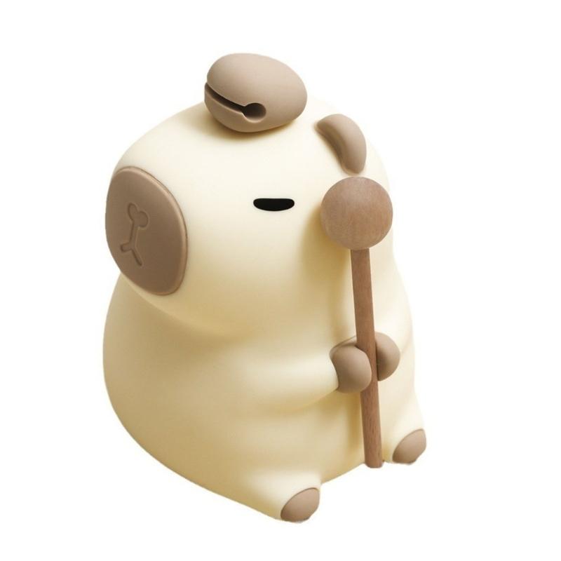 

Lovely Capybara Silicone Table Nightlight, Warm Glow, Soft Touching Control USB Charging for Kids Room