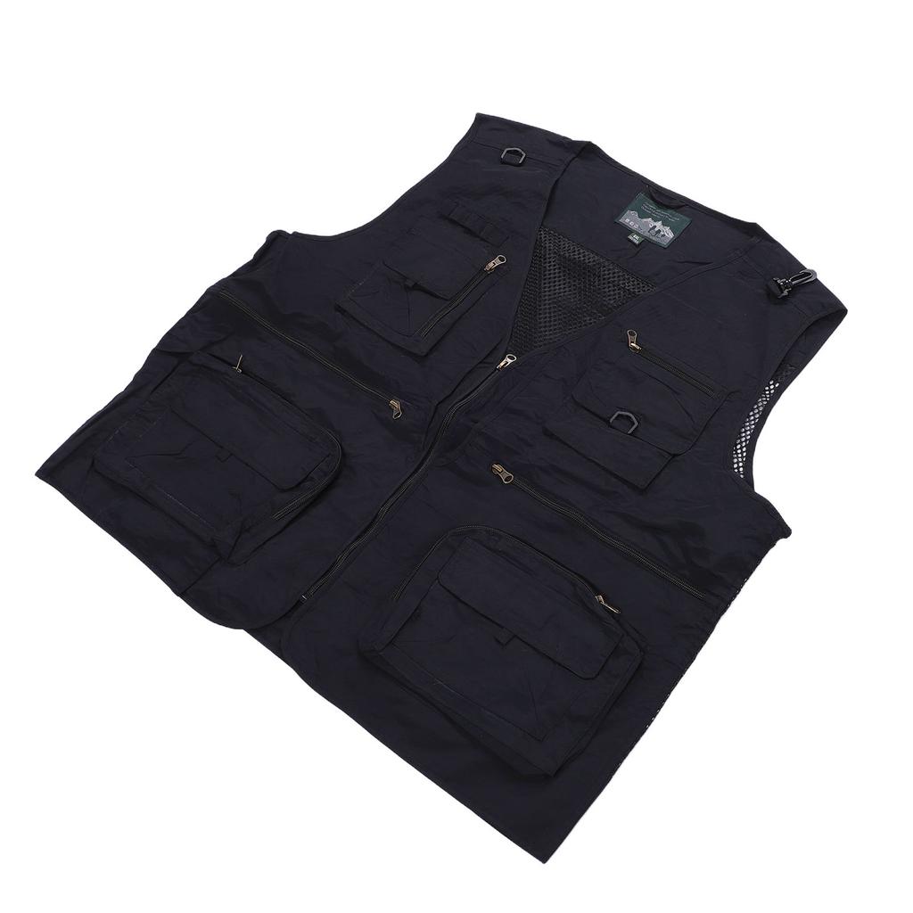 Gilet da Pesca Asciugatura Rapida Multi Tasche Rete Traspirante Safari Foto Cargo Vest per Escursionismo Campeggio