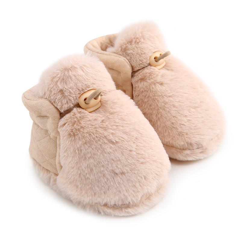 Newborn Winter Booties Thermal Soft Sole Shoes Plush Fleece Lined Prewalkers for Baby Boy Girl Warm Anti-Slip First Walkers