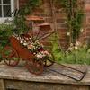Rustproof Garden Sculptures Rustic Rickshaw Ornament Decorative Metal Yard Sculpture Weatherproof Ornaments Retro Outdoor Decoration for Lawn Patio
