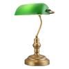 Retro American Green Glass Bedside Lamp, Antique Bronze Desk Lamp for Office or Bedroom Decor